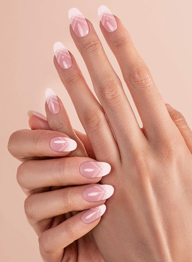 Wahrshei Semi Cured Gel Nail Strips, 20pcs French Gradient Gel Nail Stickers Work with UV, Easy to Use and Remove - Image 2
